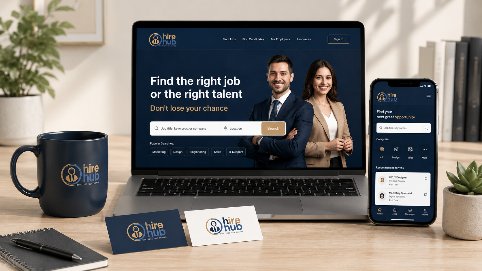 Hire Hub website design